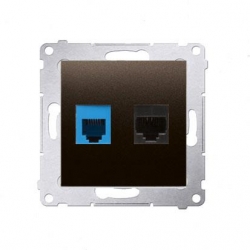 KONTAKT-SIMON Simon54 Gniazdo teleinf. RJ45 kat.5e + RJ12 brąz mat D5T.01/46