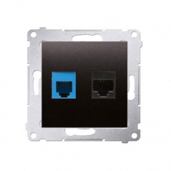 KONTAKT-SIMON Simon54 Gniazdo teleinf. RJ45 kat.5e + RJ12 antracyt D5T.01/48