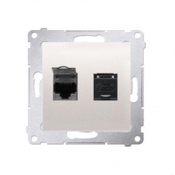 KONTAKT-SIMON Simon54 Gniazdo podw. komp. 2xRJ45 kat.6 kremowe D62.01/41
