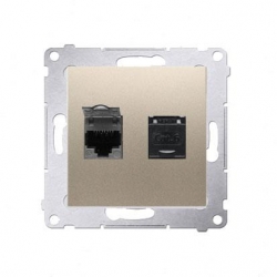 KONTAKT-SIMON Simon54 Gniazdo podw. komp. 2xRJ45 kat.6 złoty mat D62.01/44