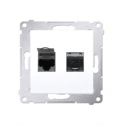 KONTAKT-SIMON Simon54 Gniazdo podw. komp. 2xRJ45 kat.6 ebiałe D62E.01/11