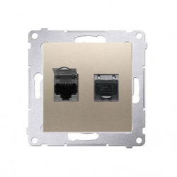 KONTAKT-SIMON Simon54 Gniazdo podw. komp. 2xRJ45 kat.6 złoty mat D62E.01/44