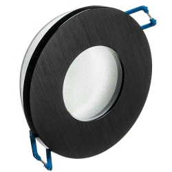 Oprawa Neptun DELUXE okrągła hermetyczna IP44 czarna szczotkowana drapana aluminiowa z szybką szron