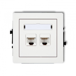 Karlik DECO gniazdo komputerowe podwójne 2xRJ45, kat. 5e, 8-stykowy biały PODTYNKOWY bez ramki IP 20 DGK-2