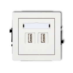 Karlik DECO gniazdo podwójne 2xUSB-AA 3.0 biały PODTYNKOWY bez ramki IP 20 DGUSB-6