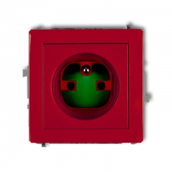 Karlik DECO gniazdo pojedyncze z z uziemieniem 2P+Z DATA z kluczem czerwony PODTYNKOWY bez ramki przesłony torów prądowych IP 20 16A 250V