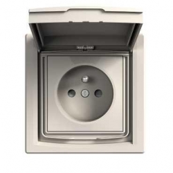 SCHNEIDER ELECTRIC ASFORA Gniazdo poj. z/u IP44 z klapką krem EPH2800323