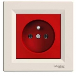 SCHNEIDER ELECTRIC ASFORA Gniazdo pojedyncze z/u czerwono-krem EPH2800423