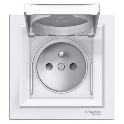 SCHNEIDER ELECTRIC ASFORA Gniazdo pojedyncze z/u 2P+PE IP44 do systemu ramkowego białe EPH2800621