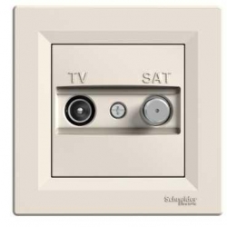 SCHNEIDER ELECTRIC ASFORA Gniazdo anten TV-SAT przelot 4dB krem EPH3400223