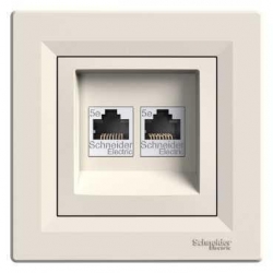 SCHNEIDER ELECTRIC ASFORA Gniazdo komp podw 2xRJ45 kat.5e krem EPH4400123