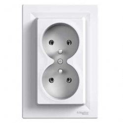 SCHNEIDER ELECTRIC ASFORA Gniazdo podwójne z/u białe EPH9800221