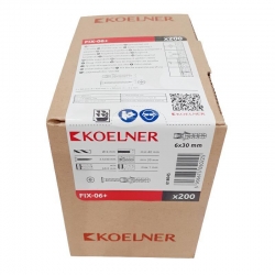 KOELNER kołek rozporowy FIX 6 z wkrętem 3,5x30mm polipropylen 200szt FIX-06+