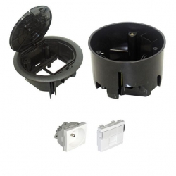 EFAPEL FLOOR BOX puszka podłogowa okrągła EFAPEL 1x gniazdo 230V z/u + 1x gniazdo RJ45 kat. 6 UTP nieekranowane