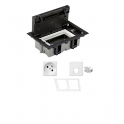 KONTAKT SIMON FLOOR BOX puszka podłogowa 1x gniazdo pojedyncze z/u + 1x gniazdo RJ45 kat.6 nieekranowane do podłóg technicznych ( podniesionych )