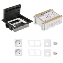KONTAKT SIMON FLOOR BOX puszka podłogowa 2x gniazdo pojedyncze z/u + 2x gniazdo RJ45 kat. 6 nieekranowane + kaseta do wylewki
