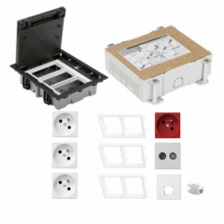 KONTAKT SIMON FLOOR BOX puszka podłogowa 3x gniazdo pojedyncze z/u + 1x gniazdo DATA +1x RTV-SAT+ 1x gniazdo RJ45 kat.6 nieekranowane + kaseta do wyle