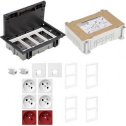 KONTAKT SIMON FLOOR BOX puszka podłogowa 4x gniazdo pojedyncze z/u + 2x DATA + 2x gniazdo RJ45 kat. 6 nieekranowany + kaseta do wylewki