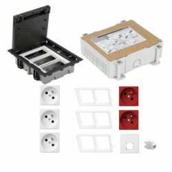 KONTAKT SIMON FLOOR BOX puszka podłogowa 3x gniazdo pojedyncze z/u + 2x gniazdo DATA + 1x gniazdo RJ45 kat.6 nieekranowane + kaseta do wylewki