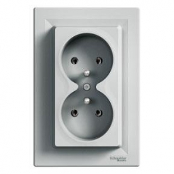 SCHNEIDER ELECTRIC ASFORA Gniazdo 2x2P+PE podwójne aluminium EPH9800261