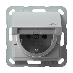 Gira Gniazdo SCHUKO z klapką System 55 k olor aluminiowy