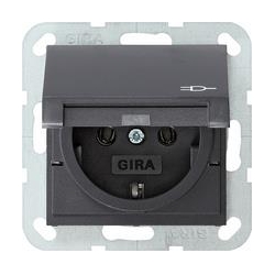 Gira Gniazdo SCHUKO z klapką System 55 a ntracytowy