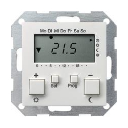 Gira Reg. temp. 230 V z zegarem System 5 5 biały