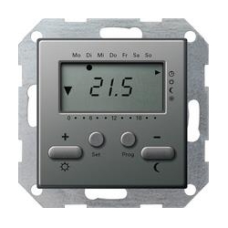 Gira Reg. temp. 230 V z zegarem Gira E22 naturalny stalowy
