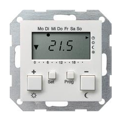 Gira Reg. temp. 230 V z zegarem System 5 5 biały matowy