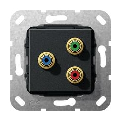 Gira Cinch component YUV Przejściówka Ur ządzenie podtynk. czarny mat System 55