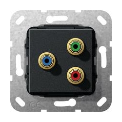 Gira Cinch component YUV Rozgałęźnik kab l. Urządzenie podt. czarny mat System 55