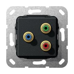 Gira Cinch component YUV Przyłącze lutow ane Urządz. podtynk czarny mat System 55