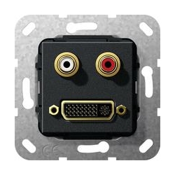 Gira DVI, Cinch audio Przejściówka Urząd zenie podtynk. czarny matowy System 55