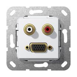 Gira VGA, cinch audio Przejściówka Urząd zenie podtynk. biały System 55