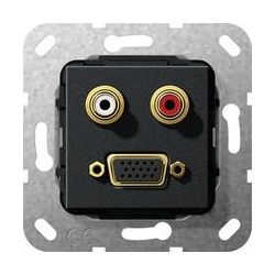 Gira VGA, cinch audio Rozgałęźnik kabl. Urządz podtynk. czarny mat System 55