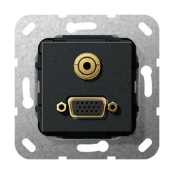 Gira VGA, bagnet mini Rozgałęźnik kabl. Urządz podtynk. czarny mat System 55