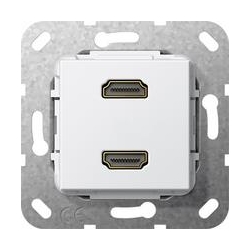 Gira HDMI podwójny Przejściówka Urządzen ie podtynk. biały System 55