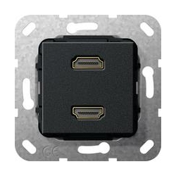 Gira HDMI podwójny Przejściówka Urządzen ie podtynk. czarny matowy System 55