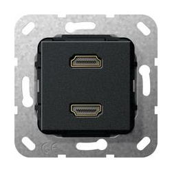 Gira HDMI podwójny Rozgałęźnik kabl. Urz ądzenie podtynk. czarny matowy System 55