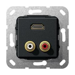 Gira HDMI, Cinch audio Przejściówka Urzą dzenie podtynk. czarny mat System 55