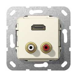 Gira HDMI, Cinch audio Rozgałęźnik kabl. Urządzenie podtynk. krem System 55