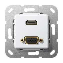 Gira HDMI, VGA Rozgałęźnik kabl. Urządze nie podtynk. biały System 55