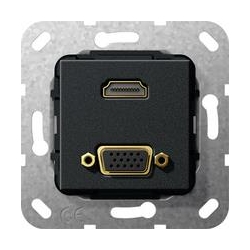 Gira HDMI, VGA Rozgałęźnik kabl. Urządze nie podtynk. czarny matowy System 55