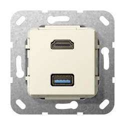 Gira HDMI, USB 3.0 A Rozgałęźnik kabl. U rządzenie podtynk. kremowy System 55