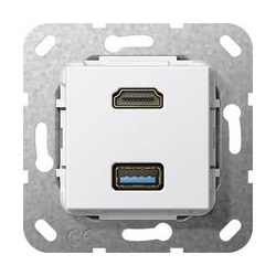 Gira HDMI, USB 3.0 A Rozgałęźnik kabl. U rządzenie podtynk. biały System 55