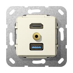 Gira HDMI,USB3.0 A,bag m. Przejś. rozg. kabl. Urządzenie podtynk. kremowy