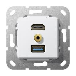 Gira HDMI,USB3.0 A,bag m. Przejś. rozg. kabl. Urządzenie podtynk. biały