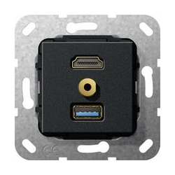 Gira HDMI,USB3.0 A,bag m. Przejś. rozg. kabl. Urządzenie podtynk. czarny matowy