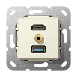 Gira HDMI,USB3.0 A,bag m. Rozgałęźnik ka bl. Urządzenie podtynk. kremowy