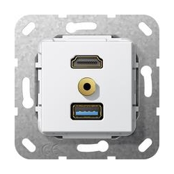 Gira HDMI,USB3.0 A,bag m. Rozgałęźnik ka bl. Urządzenie podtynk. biały System 55